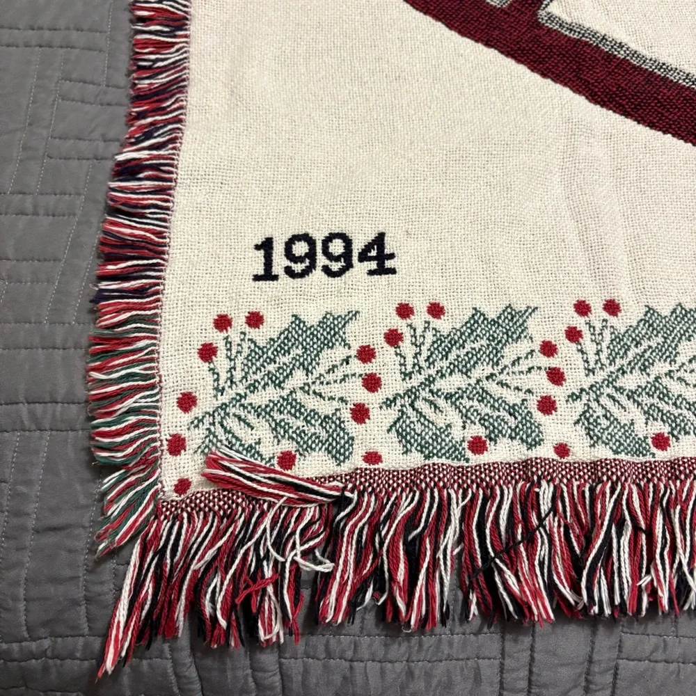 Vintage Santa Rocking Chair Toy Christmas Tapestry Throw Blanket 90s 64